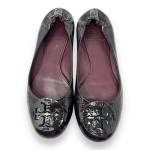 Tory Burch Reva Plum Burgundy Patent Leather Ballet Flats Women’s 8.5